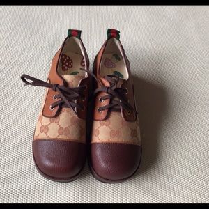 Authentic Gucci GG Canvas Leather Kids shoes